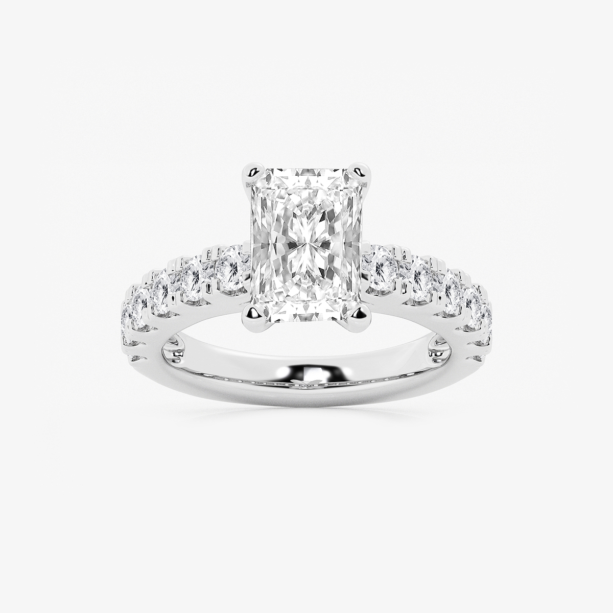 3 1/2 ctw Radiant Lab Grown Diamond Engagement Ring with Split Prong Side Accents