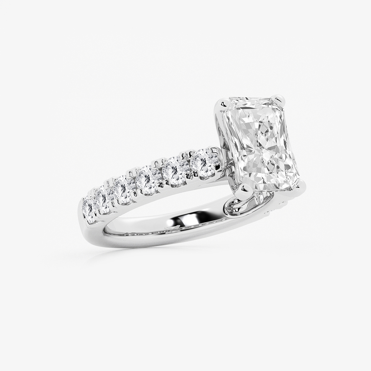 Additional Image 1 for  3 1/2 ctw Radiant Lab Grown Diamond Engagement Ring with Split Prong Side Accents