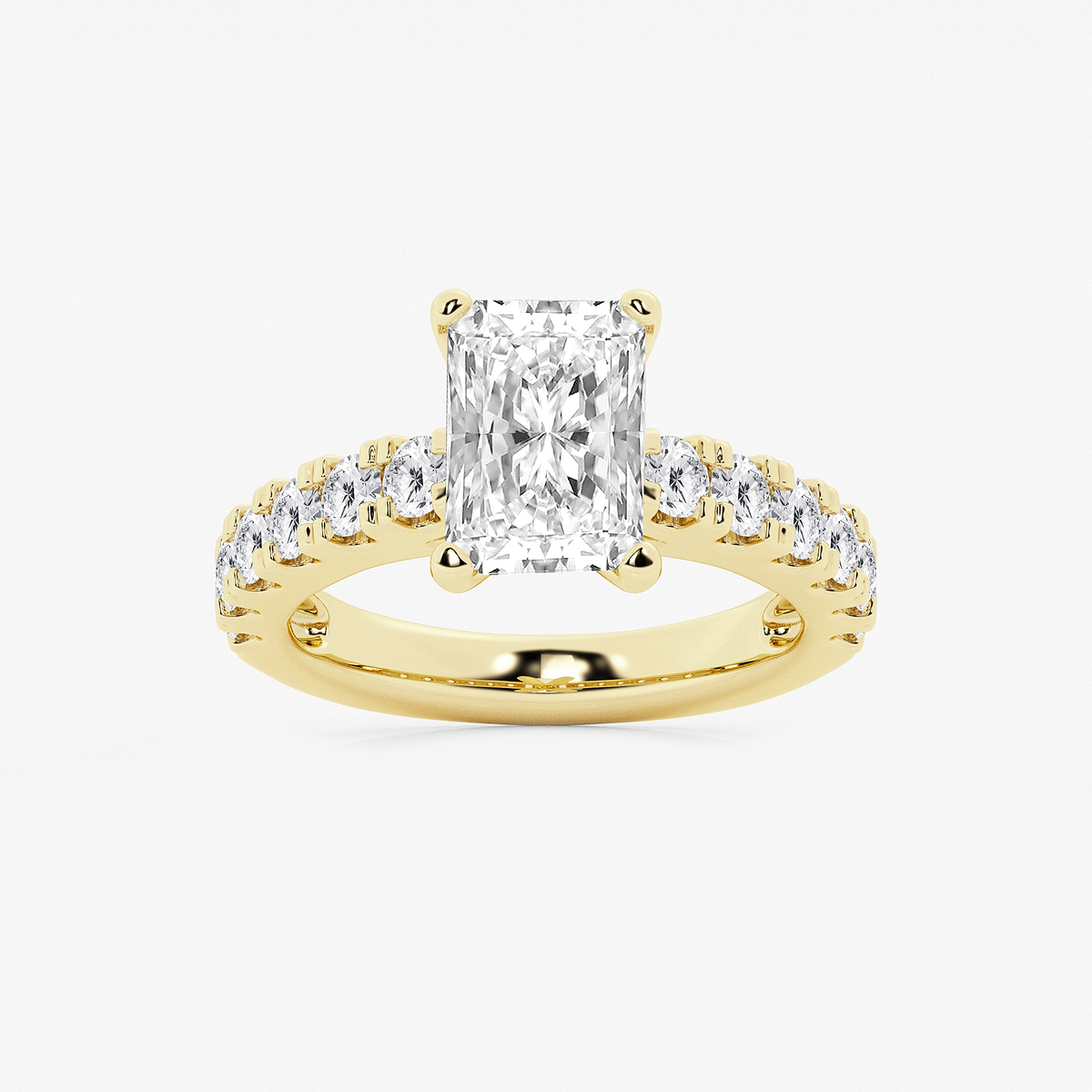 3 1/2 ctw Radiant Lab Grown Diamond Engagement Ring with Split Prong Side Accents