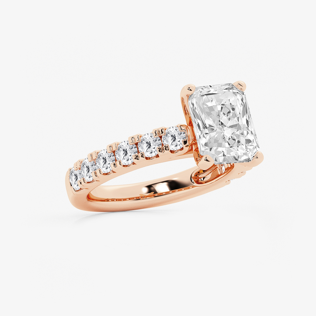 Additional Image 1 for  4 ctw Radiant Lab Grown Diamond Engagement Ring with Split Prong Side Accents