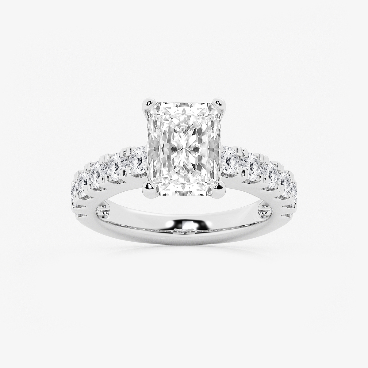 4 ctw Radiant Lab Grown Diamond Engagement Ring with Split Prong Side Accents