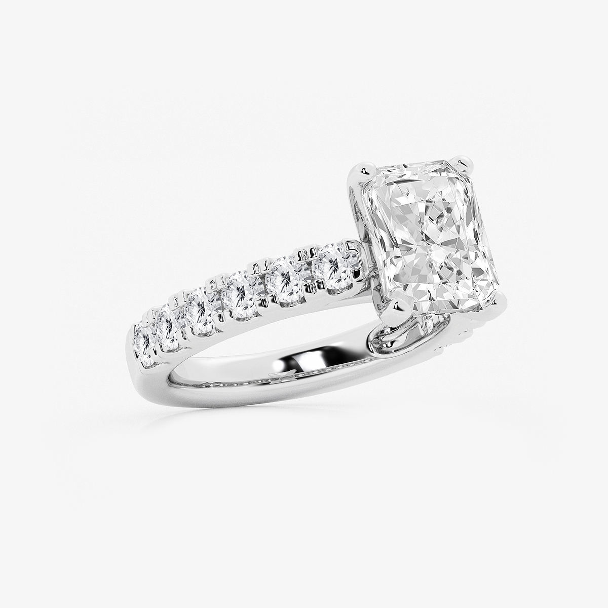 Additional Image 1 for  4 ctw Radiant Lab Grown Diamond Engagement Ring with Split Prong Side Accents