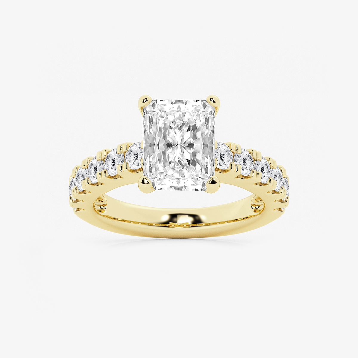 4 ctw Radiant Lab Grown Diamond Engagement Ring with Split Prong Side Accents