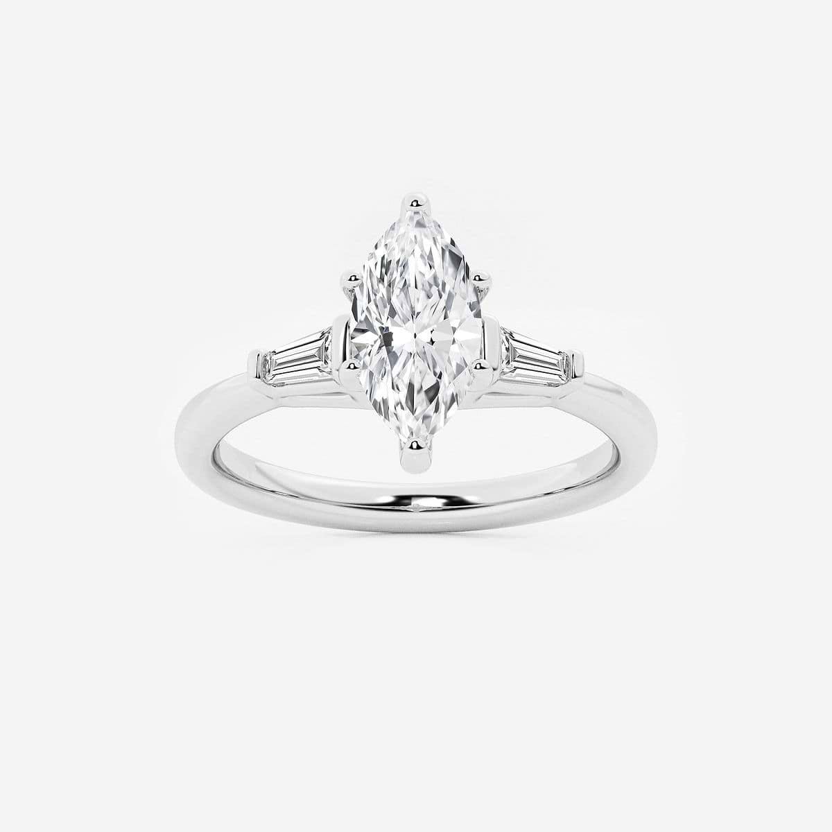 1 1 8 Ctw Marquise Lab Grown Diamond Engagement Ring With Tapered 