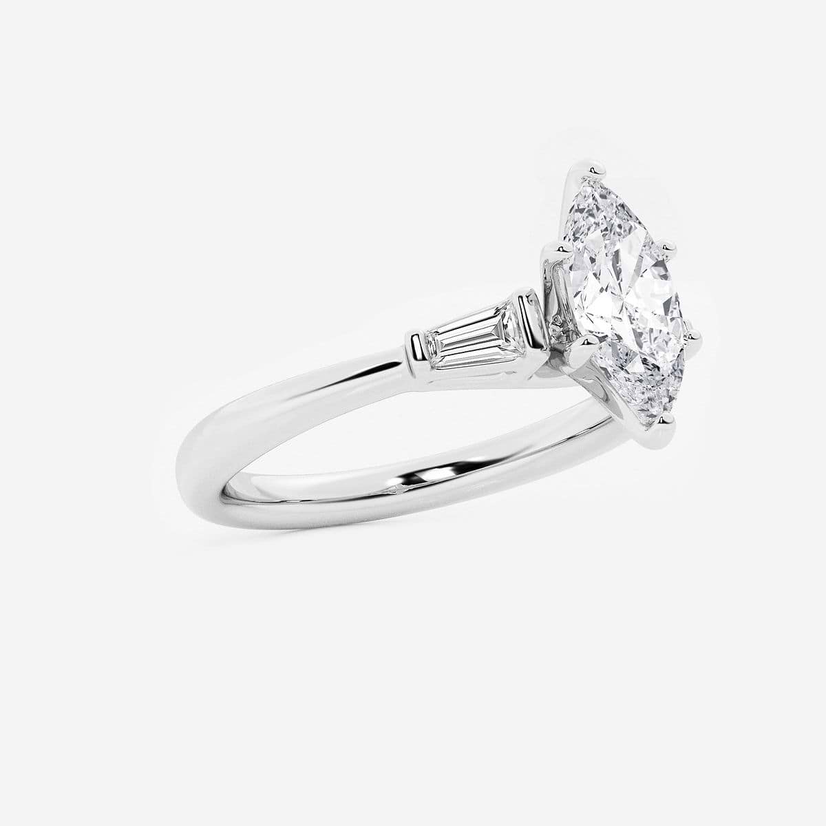 Additional Image 1 for  1 1/8 ctw Marquise Lab Grown Diamond Engagement Ring with Tapered Baguette Side Accents