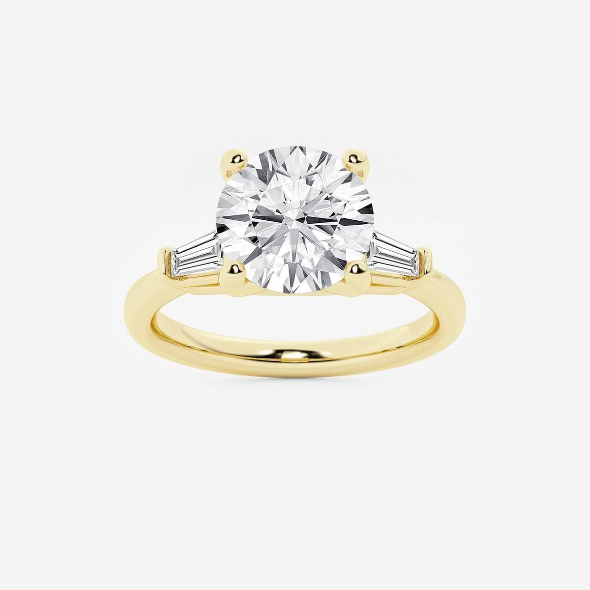 2 1/4 ctw Round Lab Grown Diamond Engagement Ring with Tapered Baguette Side Accents