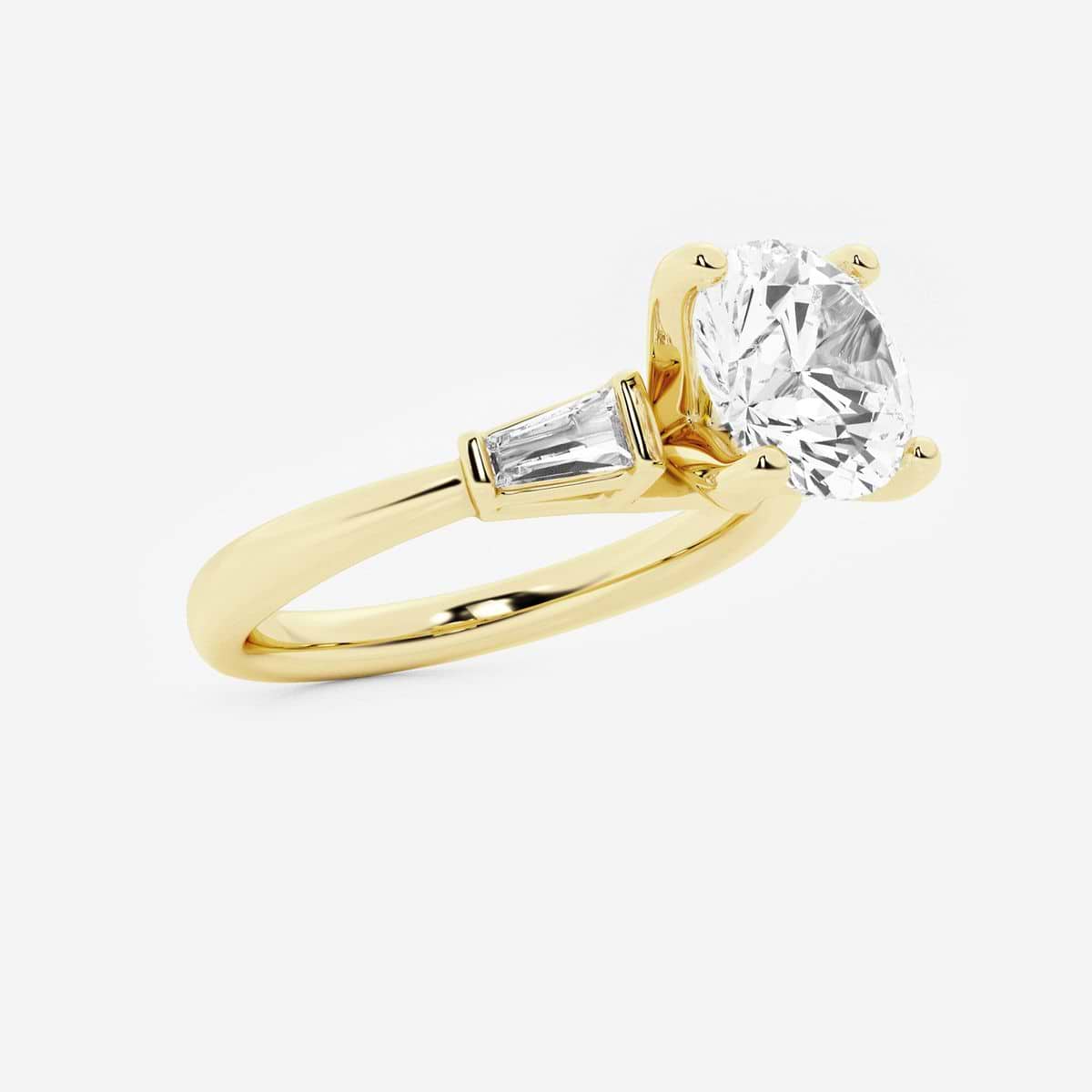 2 1/4 ctw Round Lab Grown Diamond Engagement Ring with Tapered Baguette Side Accents