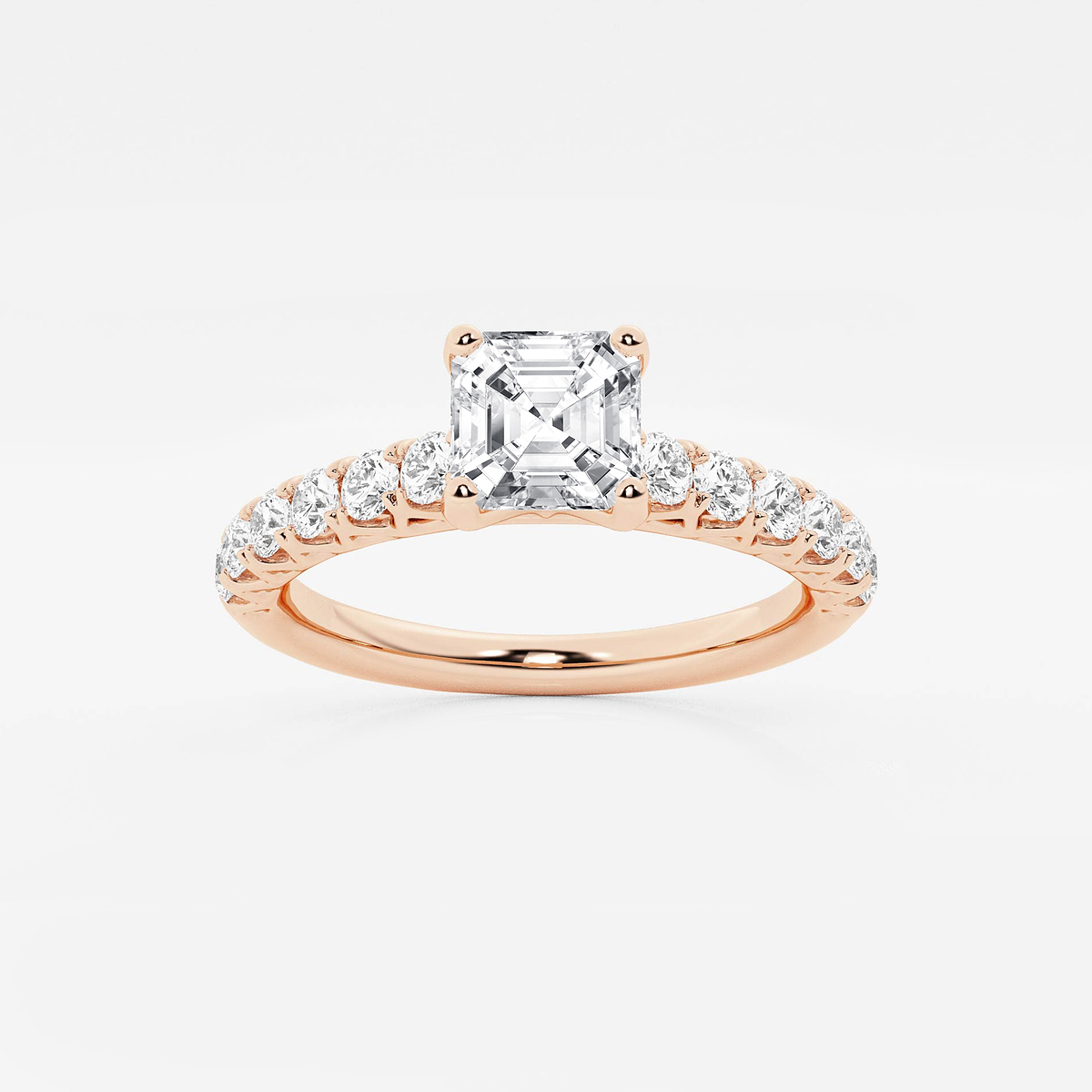 1 1/2 ctw Asscher Lab Grown Diamond Royal Crown Engagement Ring