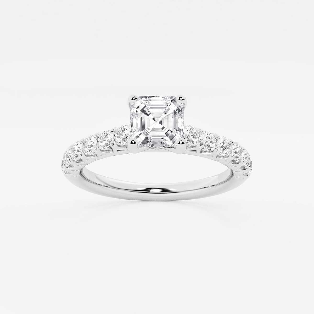 1 1/2 ctw Asscher Lab Grown Diamond Royal Crown Engagement Ring