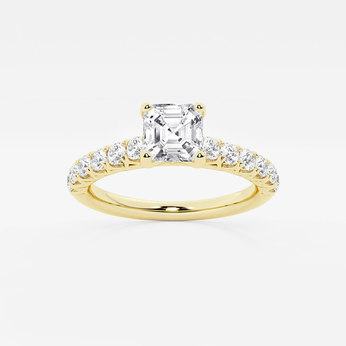 1 1/2 ctw Asscher Lab Grown Diamond Royal Crown Engagement Ring