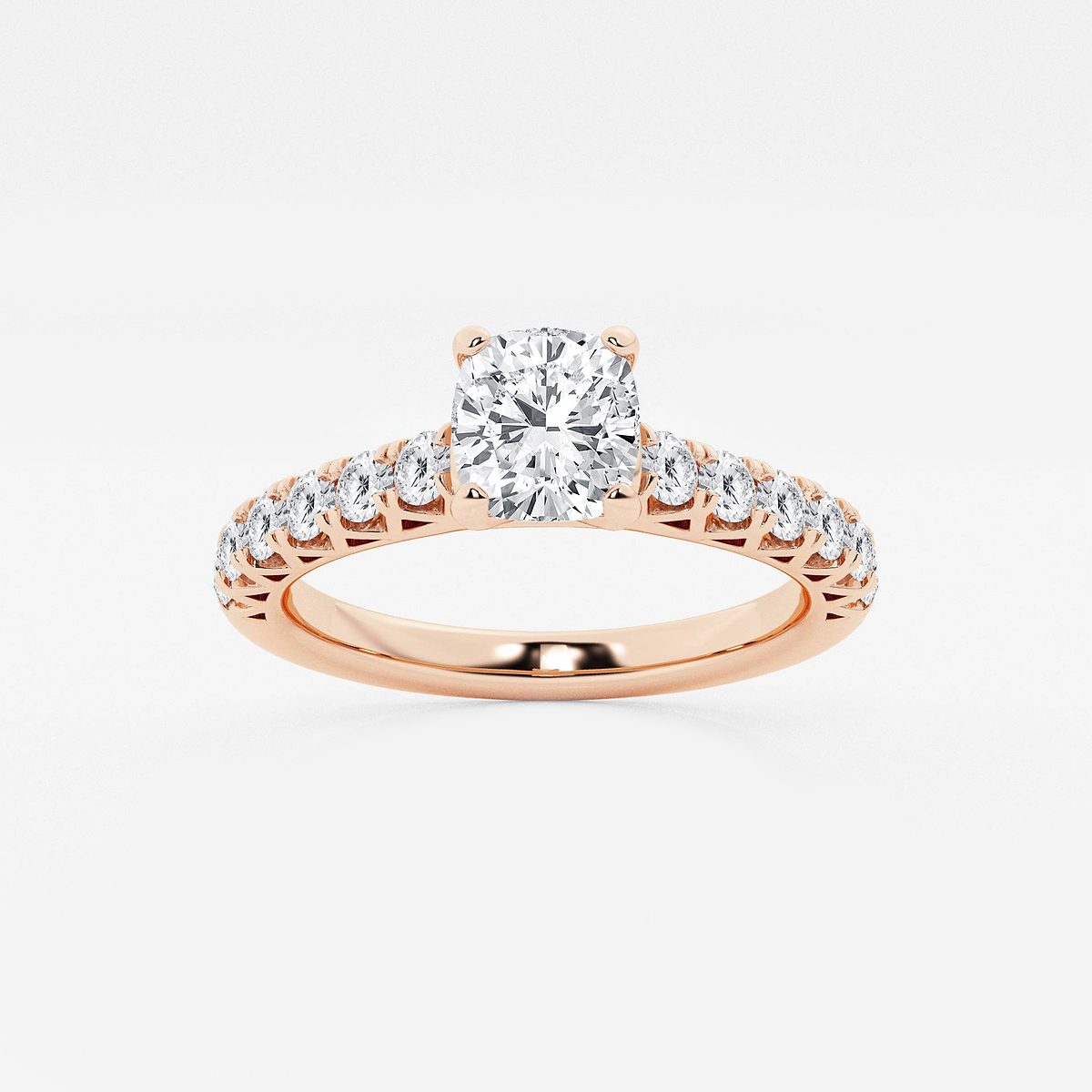 1 1/2 ctw Cushion Lab Grown Diamond Royal Crown Engagement Ring