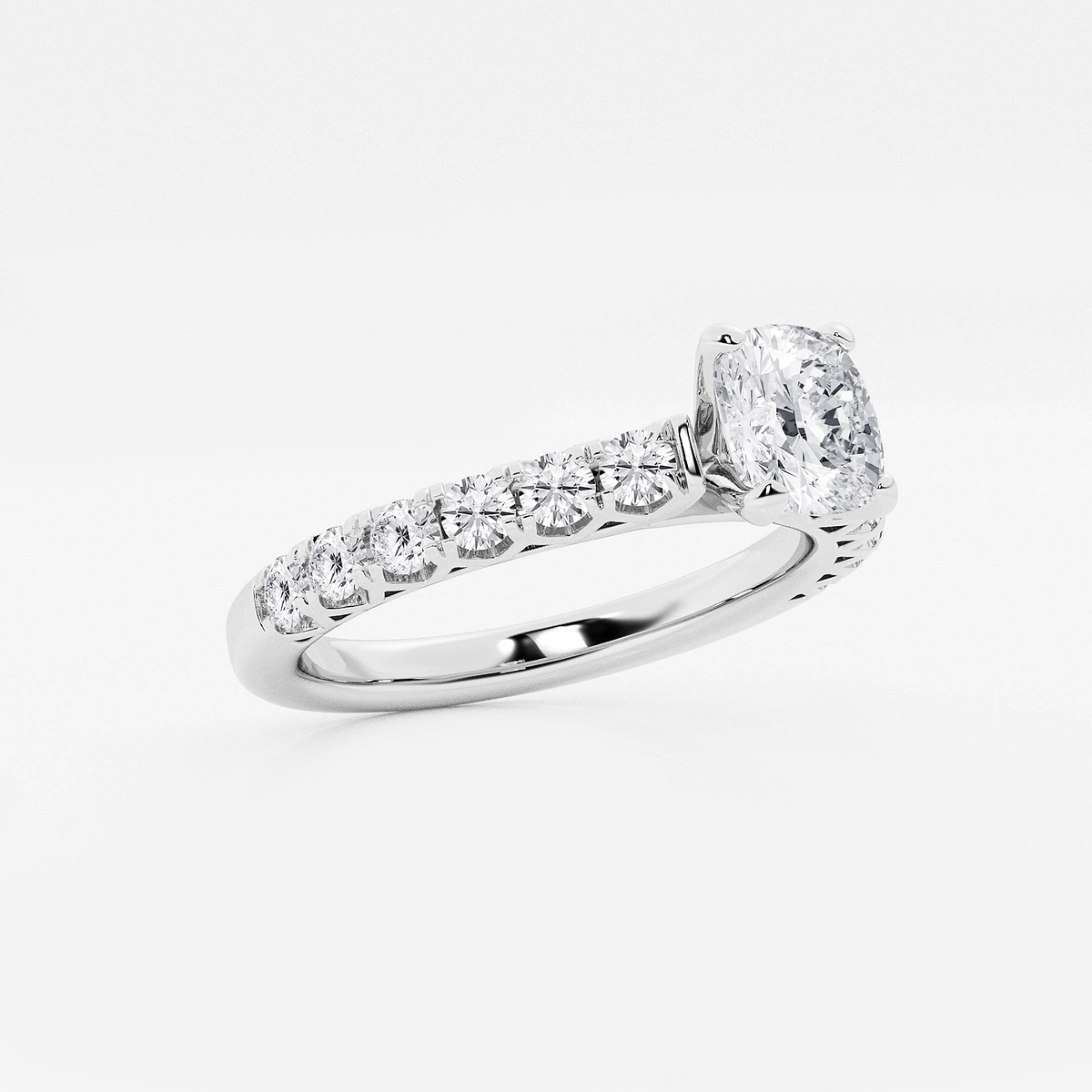 Additional Image 1 for  1 1/2 ctw Cushion Lab Grown Diamond Royal Crown Engagement Ring