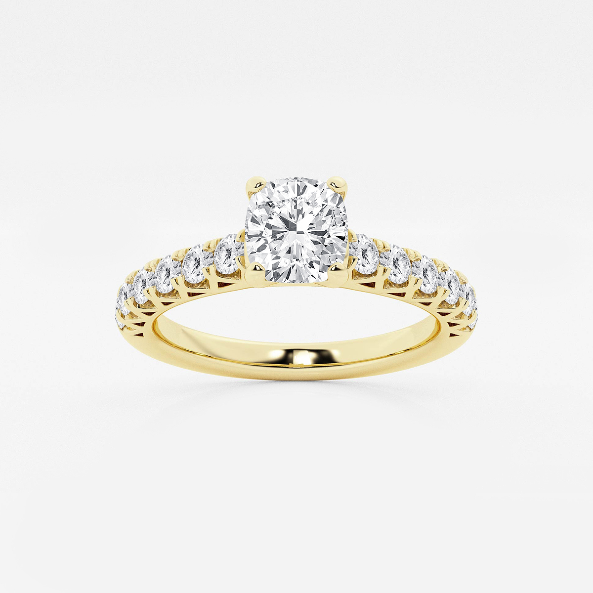 1 1/2 ctw Cushion Lab Grown Diamond Royal Crown Engagement Ring