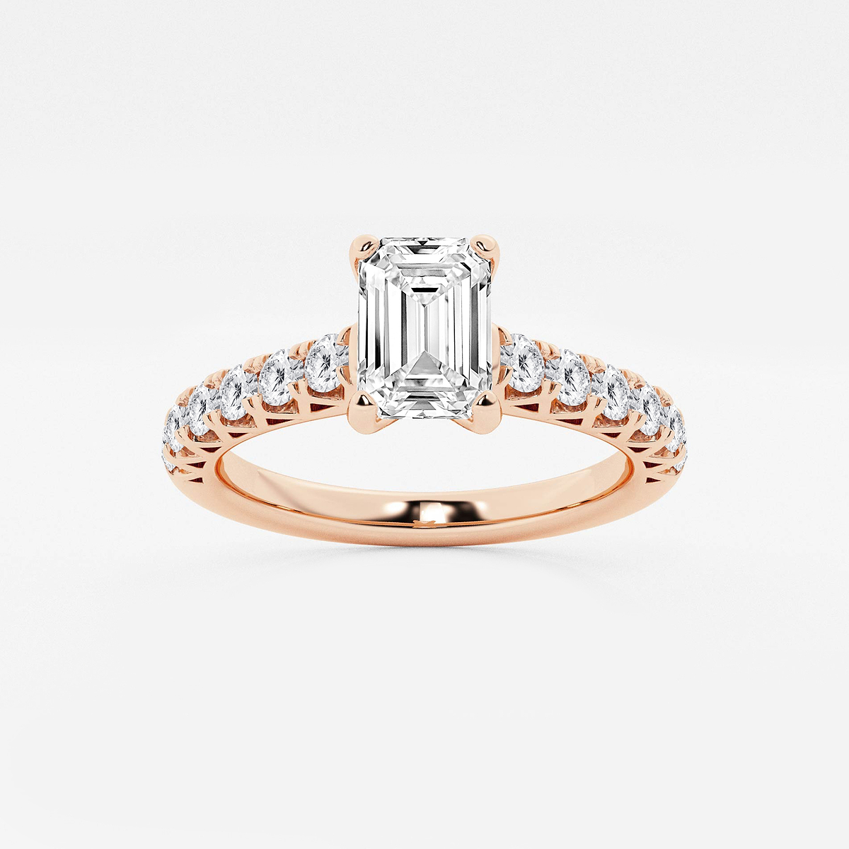 1 1/2 ctw Emerald Lab Grown Diamond Royal Crown Engagement Ring