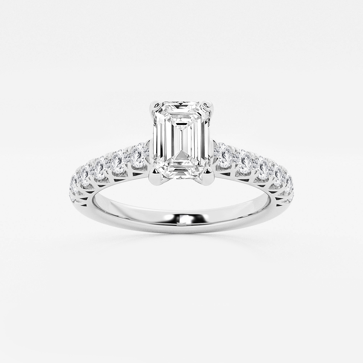 1 1/2 ctw Emerald Lab Grown Diamond Royal Crown Engagement Ring