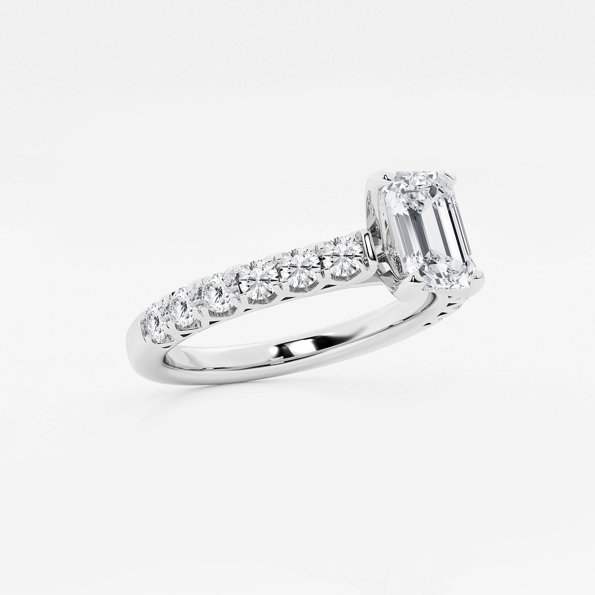 Additional Image 1 for  1 1/2 ctw Emerald Lab Grown Diamond Royal Crown Engagement Ring