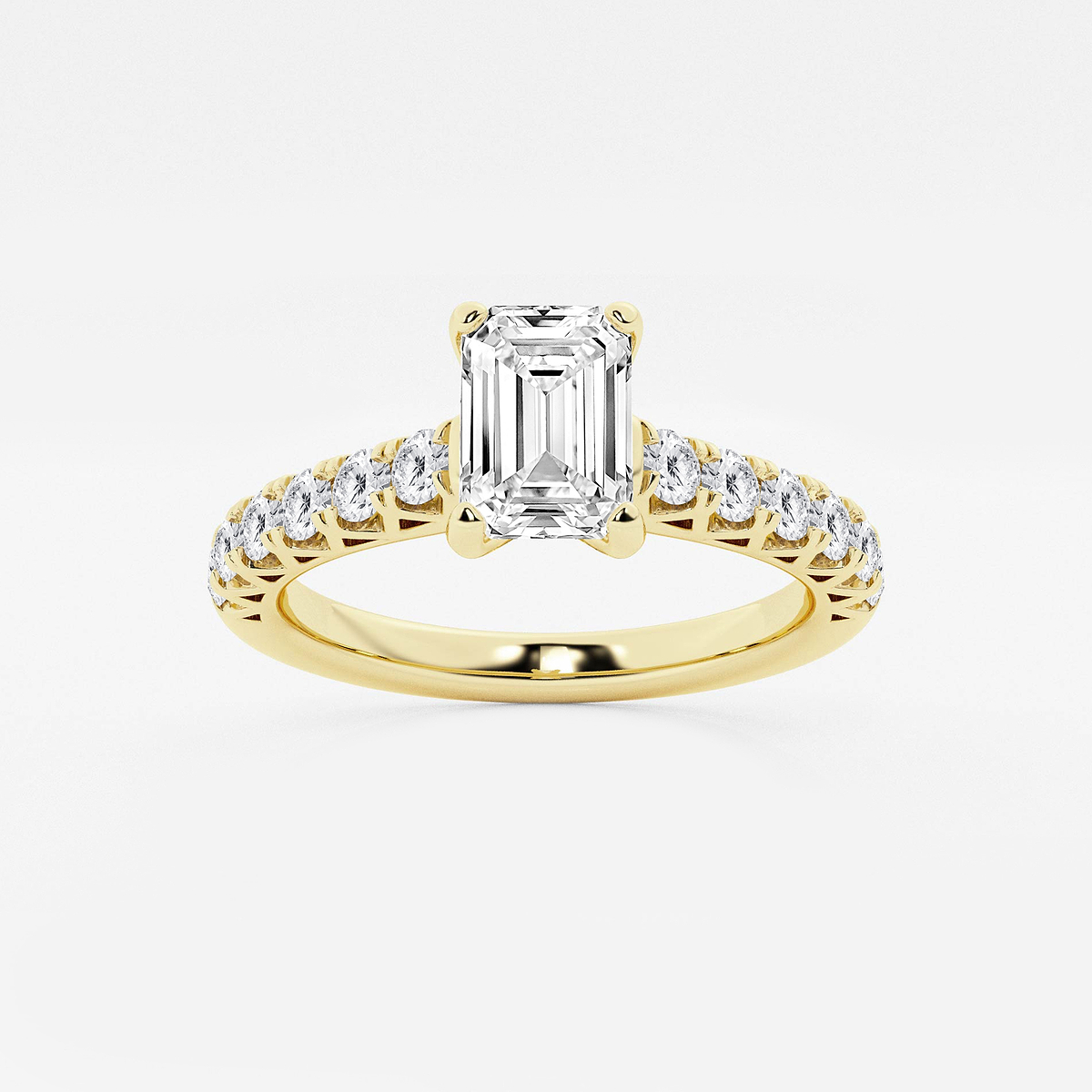 1 1/2 ctw Emerald Lab Grown Diamond Royal Crown Engagement Ring