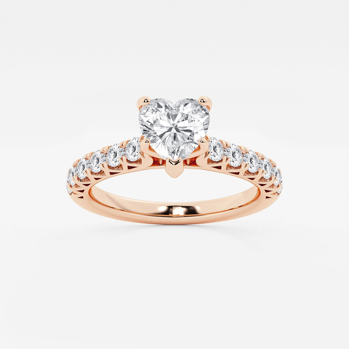 1 1/2 ctw Heart Lab Grown Diamond Royal Crown Engagement Ring