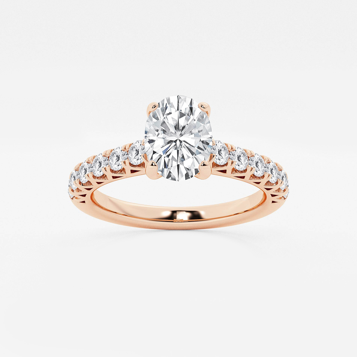 1 1/2 ctw Oval Lab Grown Diamond Royal Crown Engagement Ring