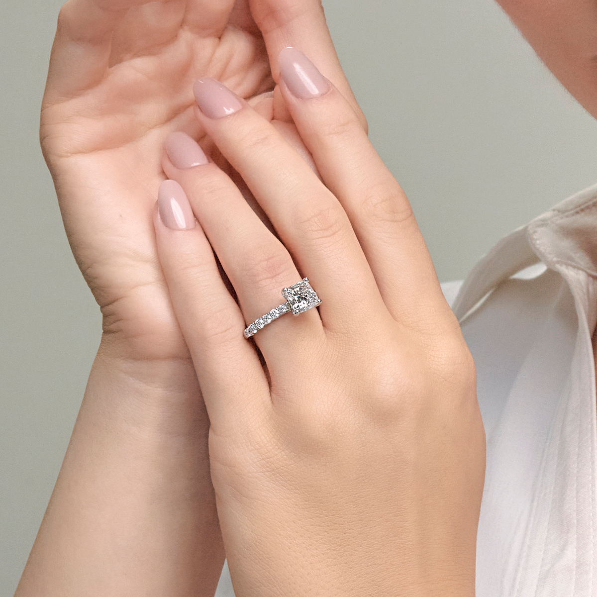 3 ctw Cushion Lab Grown Diamond Royal Crown Engagement Ring