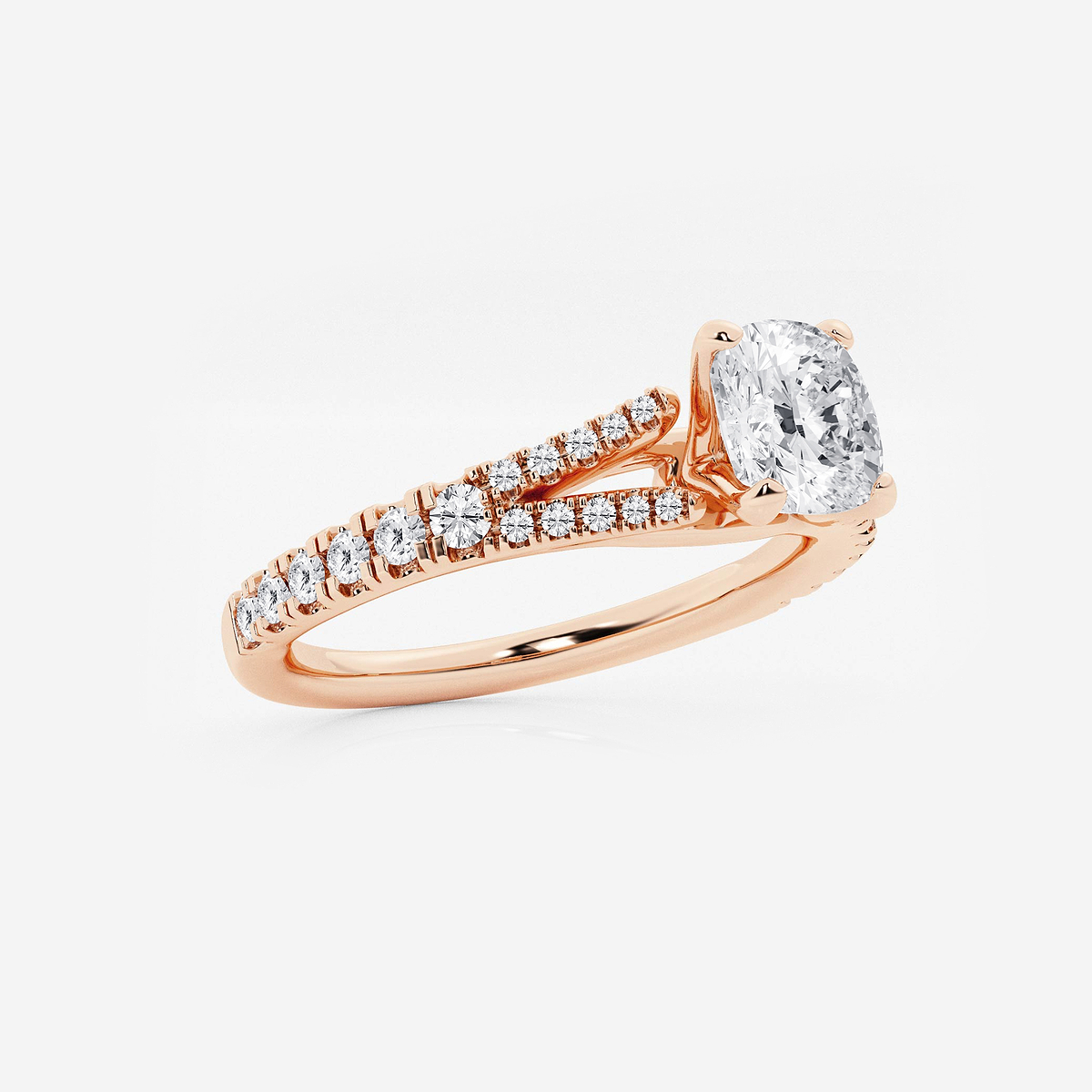 Additional Image 1 for  1 ctw Cushion Lab Grown Diamond Split Shank Engagement Ring
