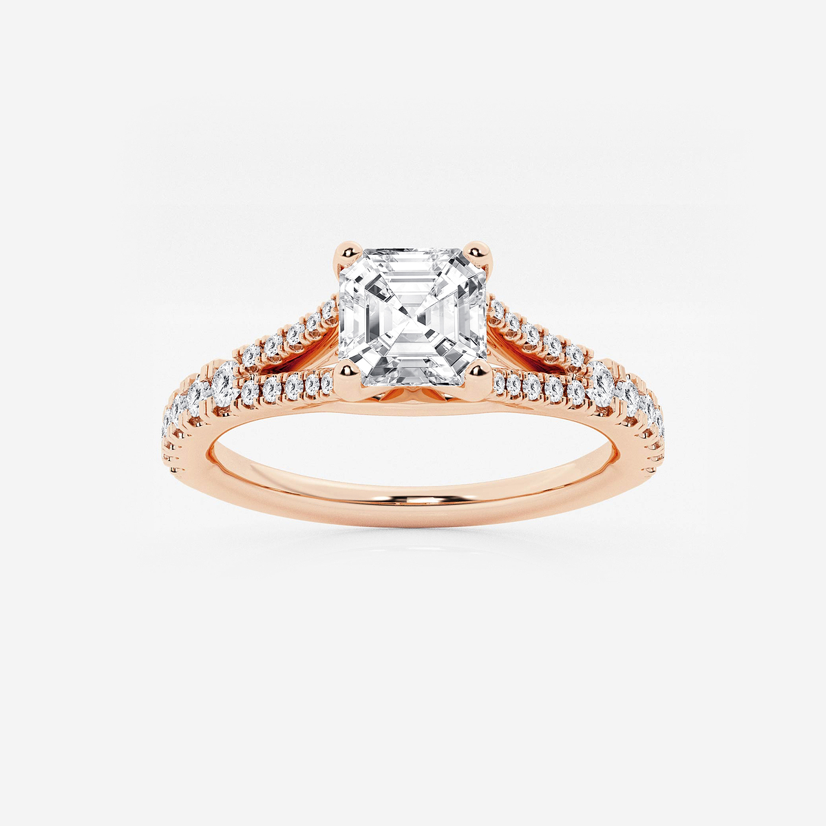 1 1/3 ctw Asscher Lab Grown Diamond Split Shank Engagement Ring