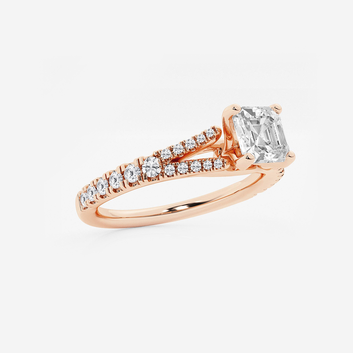 Additional Image 1 for  1 1/3 ctw Asscher Lab Grown Diamond Split Shank Engagement Ring