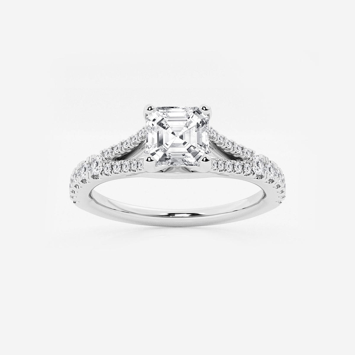 1 1/3 ctw Asscher Lab Grown Diamond Split Shank Engagement Ring