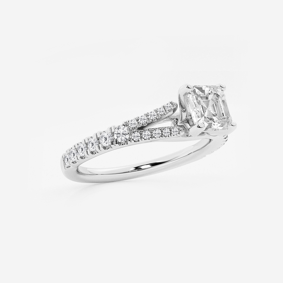 Additional Image 1 for  1 1/3 ctw Asscher Lab Grown Diamond Split Shank Engagement Ring