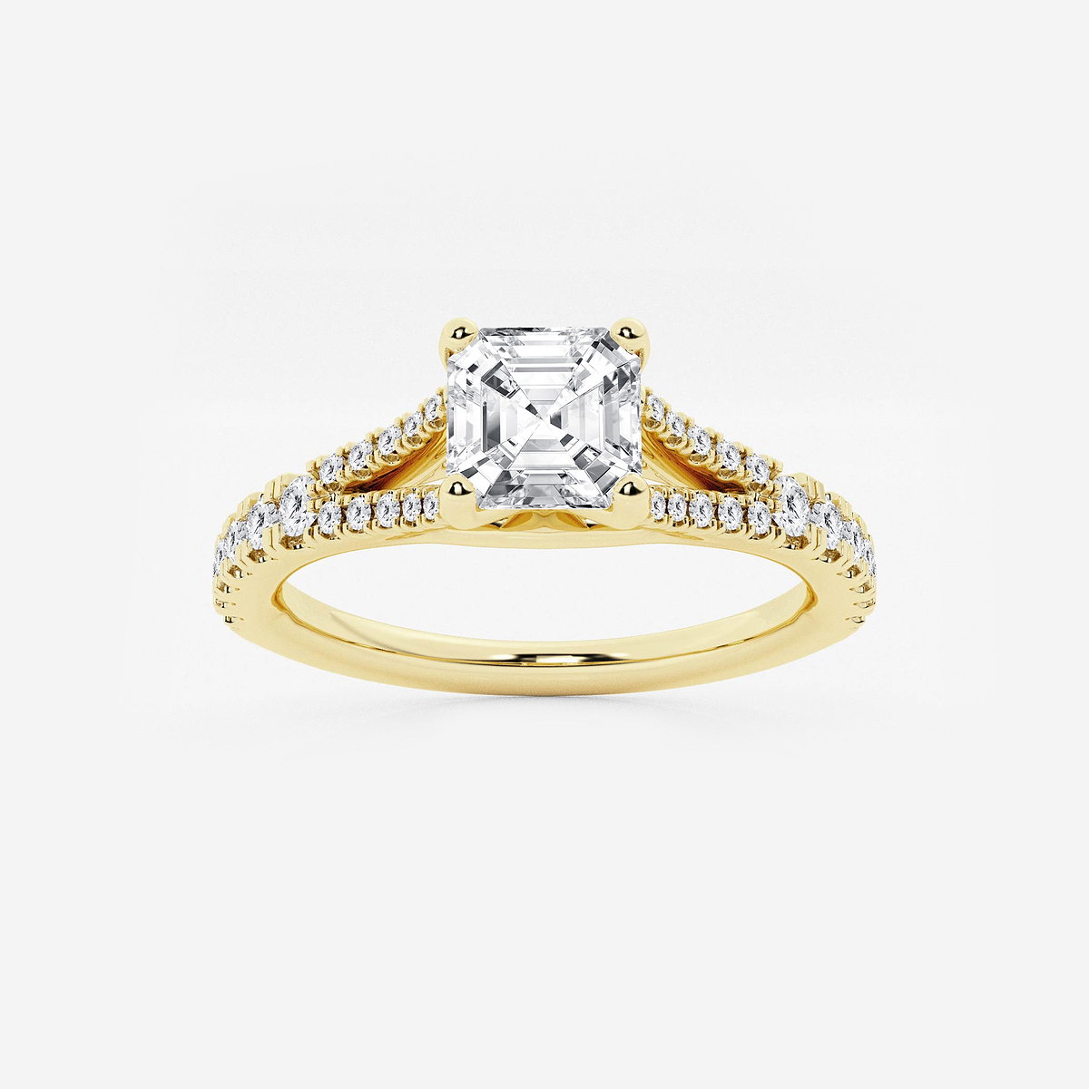 1 1/3 ctw Asscher Lab Grown Diamond Split Shank Engagement Ring