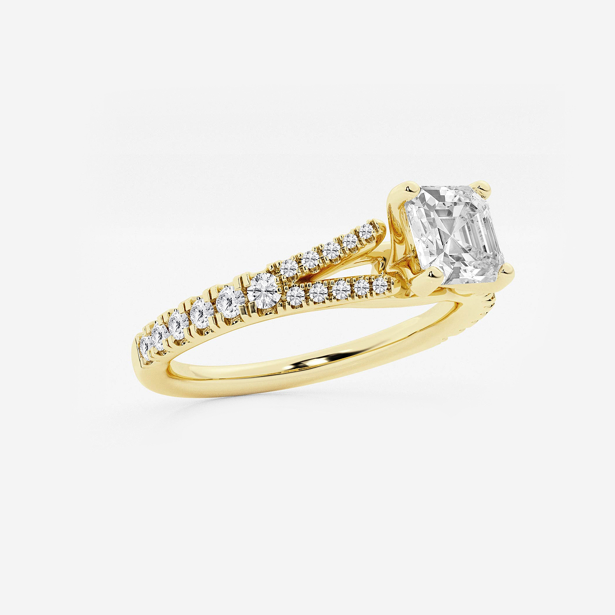 Additional Image 1 for  1 1/3 ctw Asscher Lab Grown Diamond Split Shank Engagement Ring