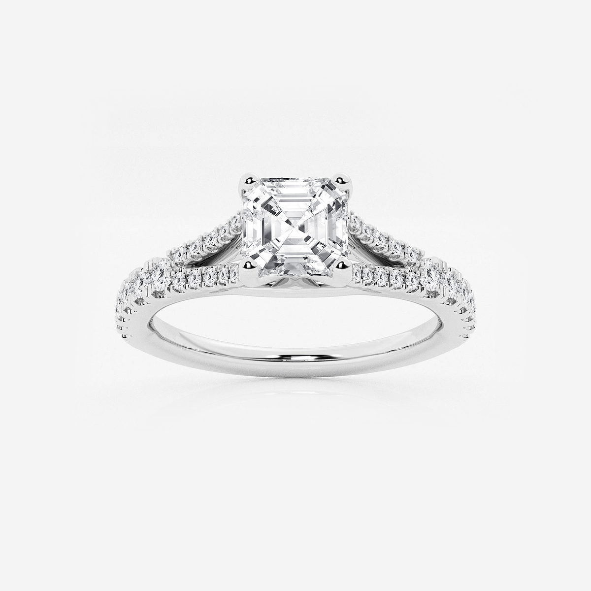 1 1/3 ctw Asscher Lab Grown Diamond Split Shank Engagement Ring