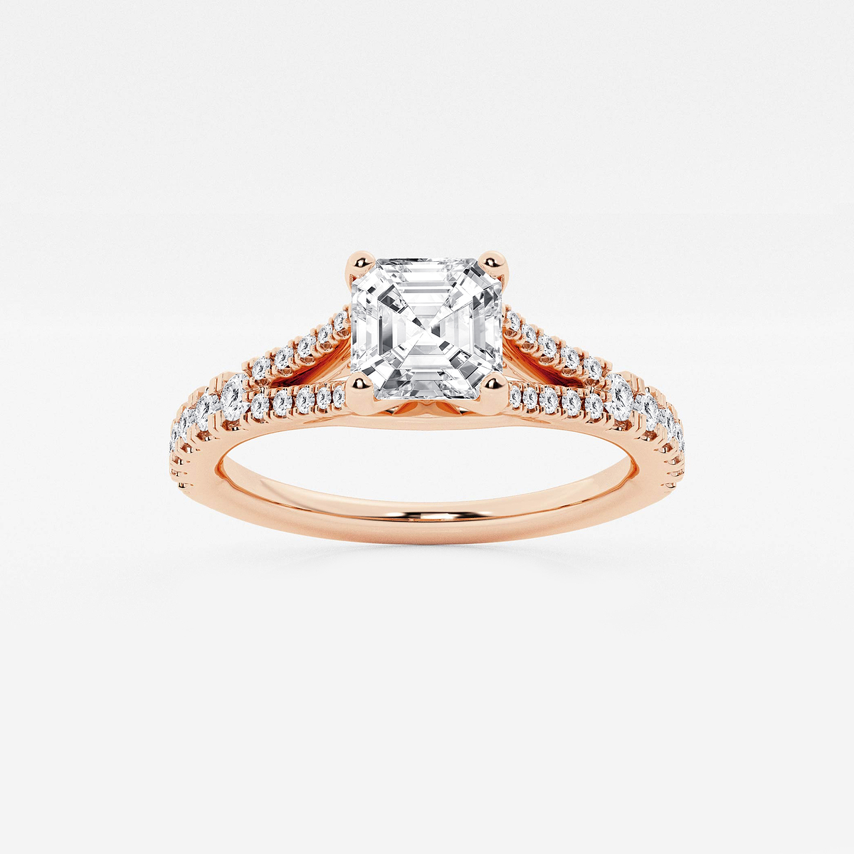 1 1/3 ctw Asscher Lab Grown Diamond Split Shank Engagement Ring
