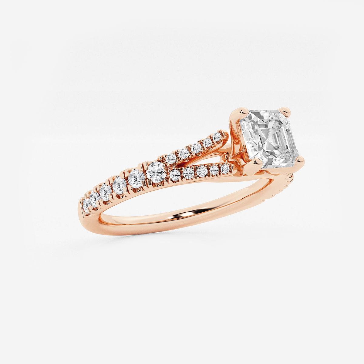 Additional Image 1 for  1 1/3 ctw Asscher Lab Grown Diamond Split Shank Engagement Ring