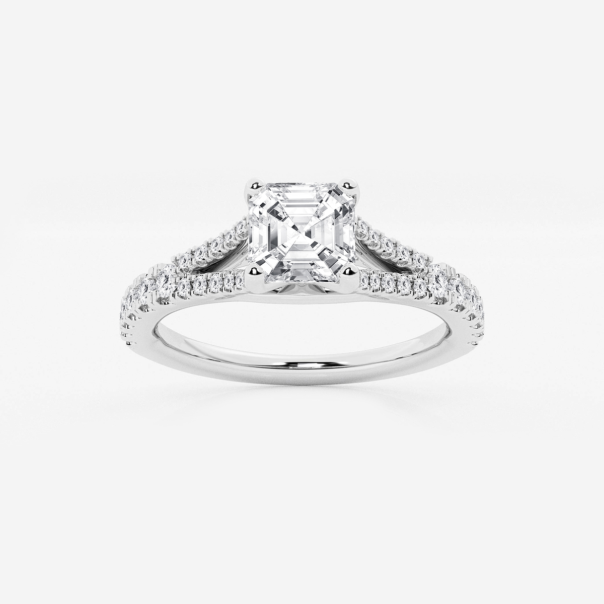 1 ctw Asscher Lab Grown Diamond Split Shank Engagement Ring