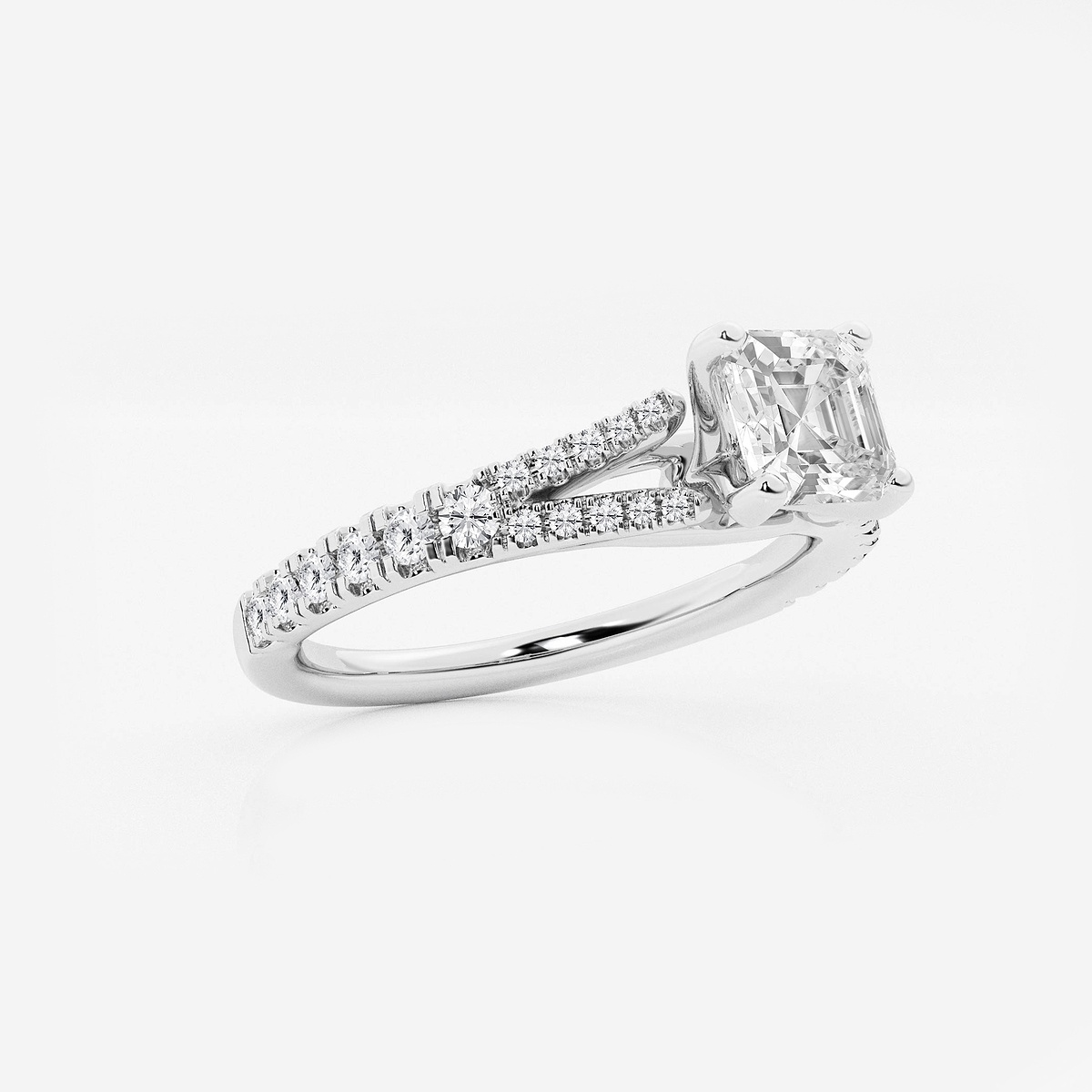 Additional Image 1 for  1 ctw Asscher Lab Grown Diamond Split Shank Engagement Ring