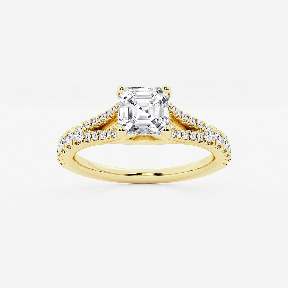 1 1/3 ctw Asscher Lab Grown Diamond Split Shank Engagement Ring