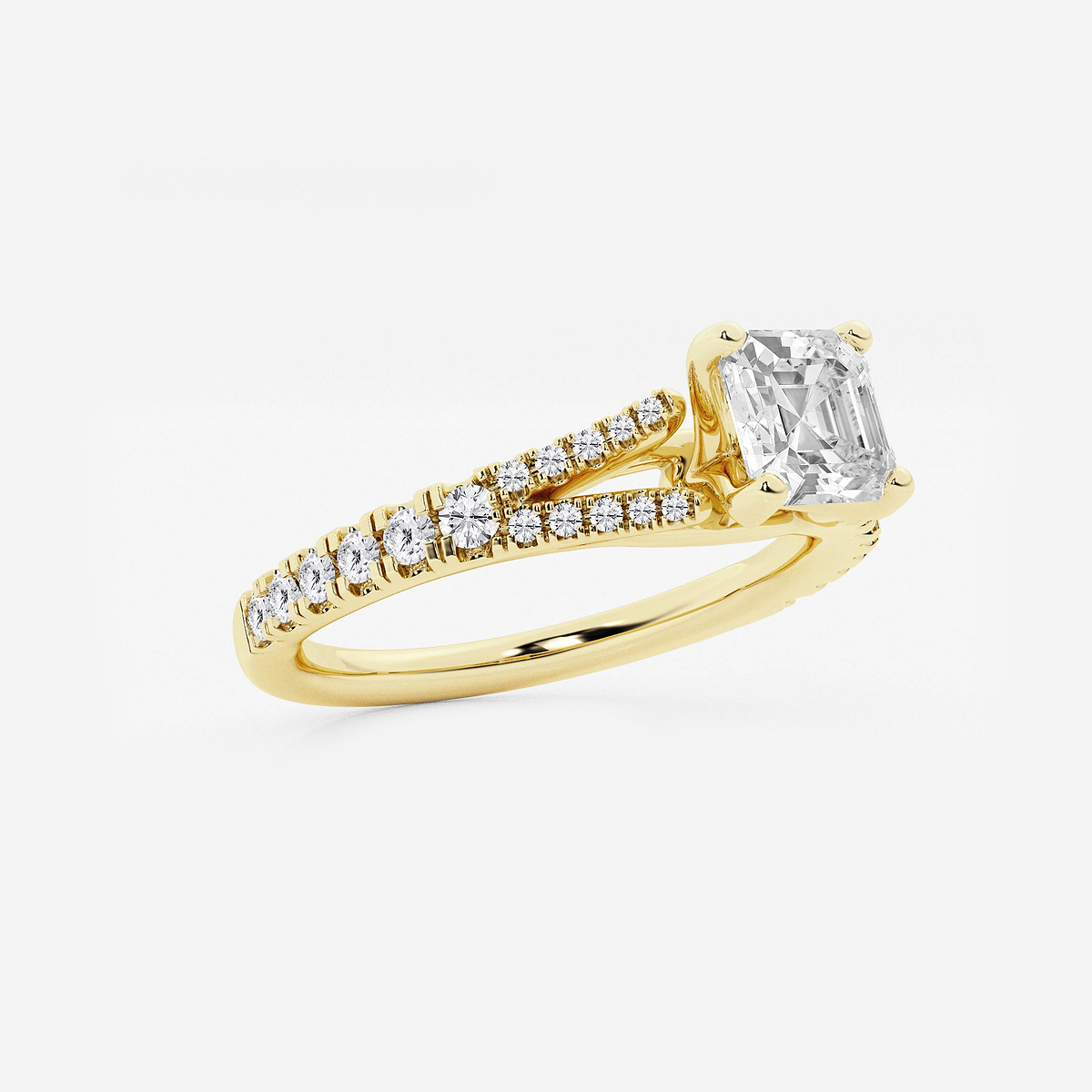 Additional Image 1 for  1 1/3 ctw Asscher Lab Grown Diamond Split Shank Engagement Ring
