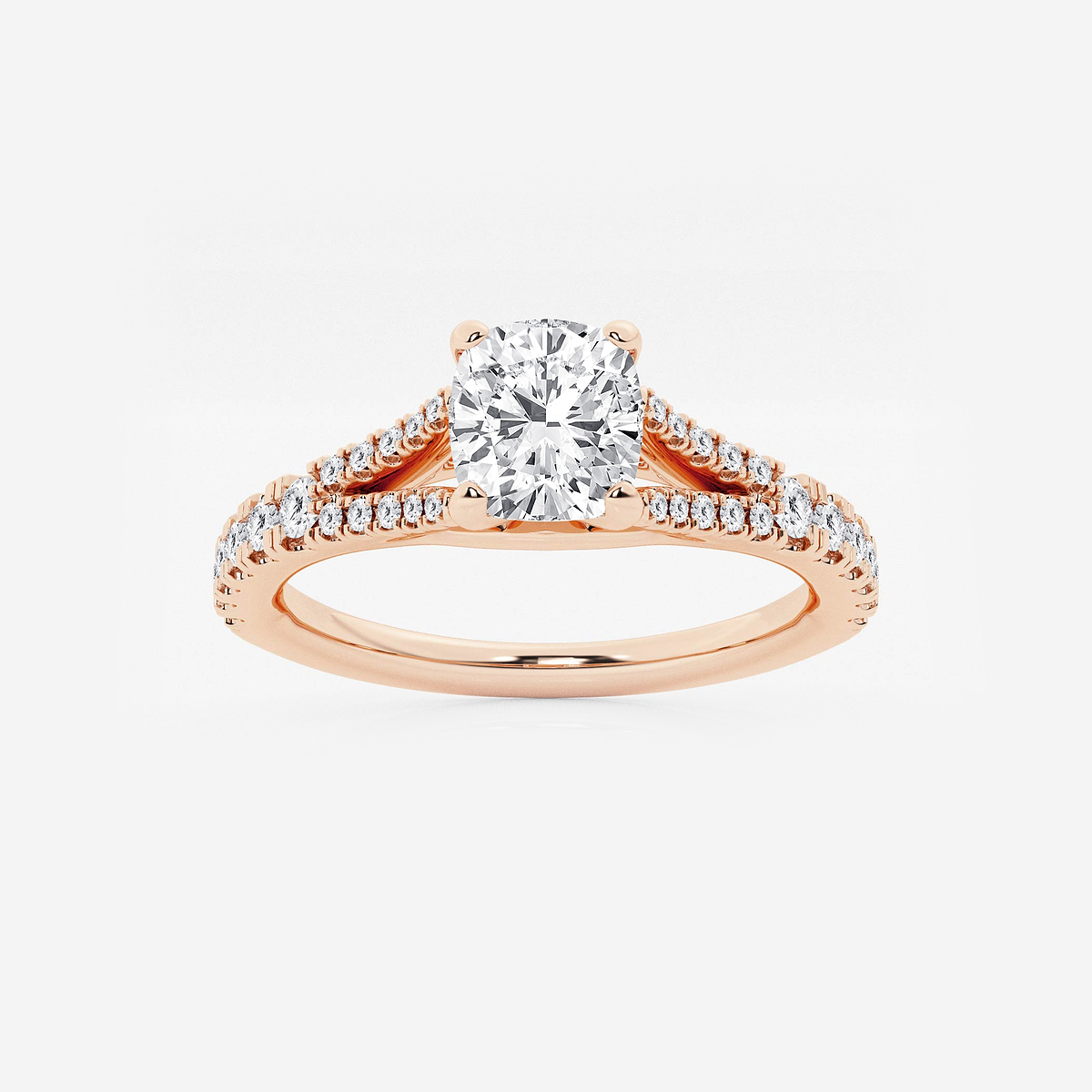 1 1/3 ctw Cushion Lab Grown Diamond Split Shank Engagement Ring