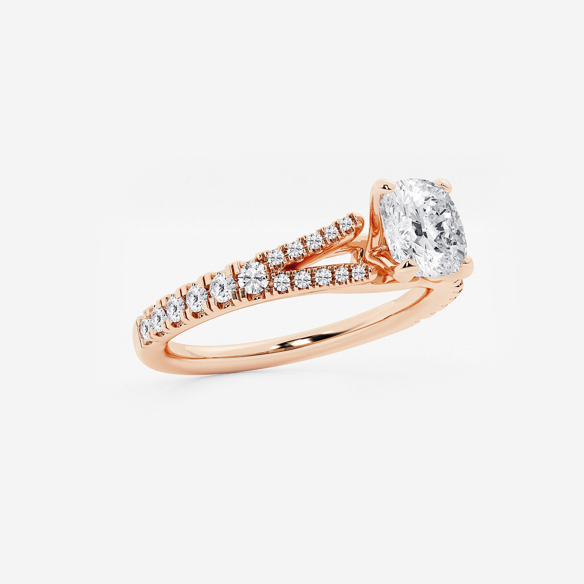 Additional Image 1 for  1 1/3 ctw Cushion Lab Grown Diamond Split Shank Engagement Ring