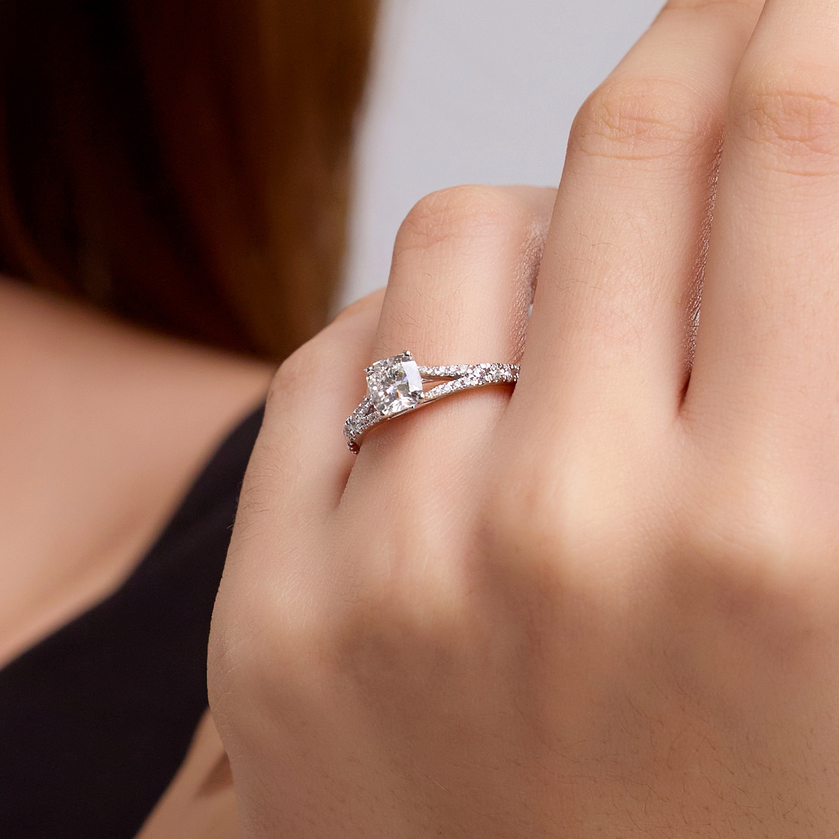 1 7/8 ctw Cushion Lab Grown Diamond Split Shank Engagement Ring