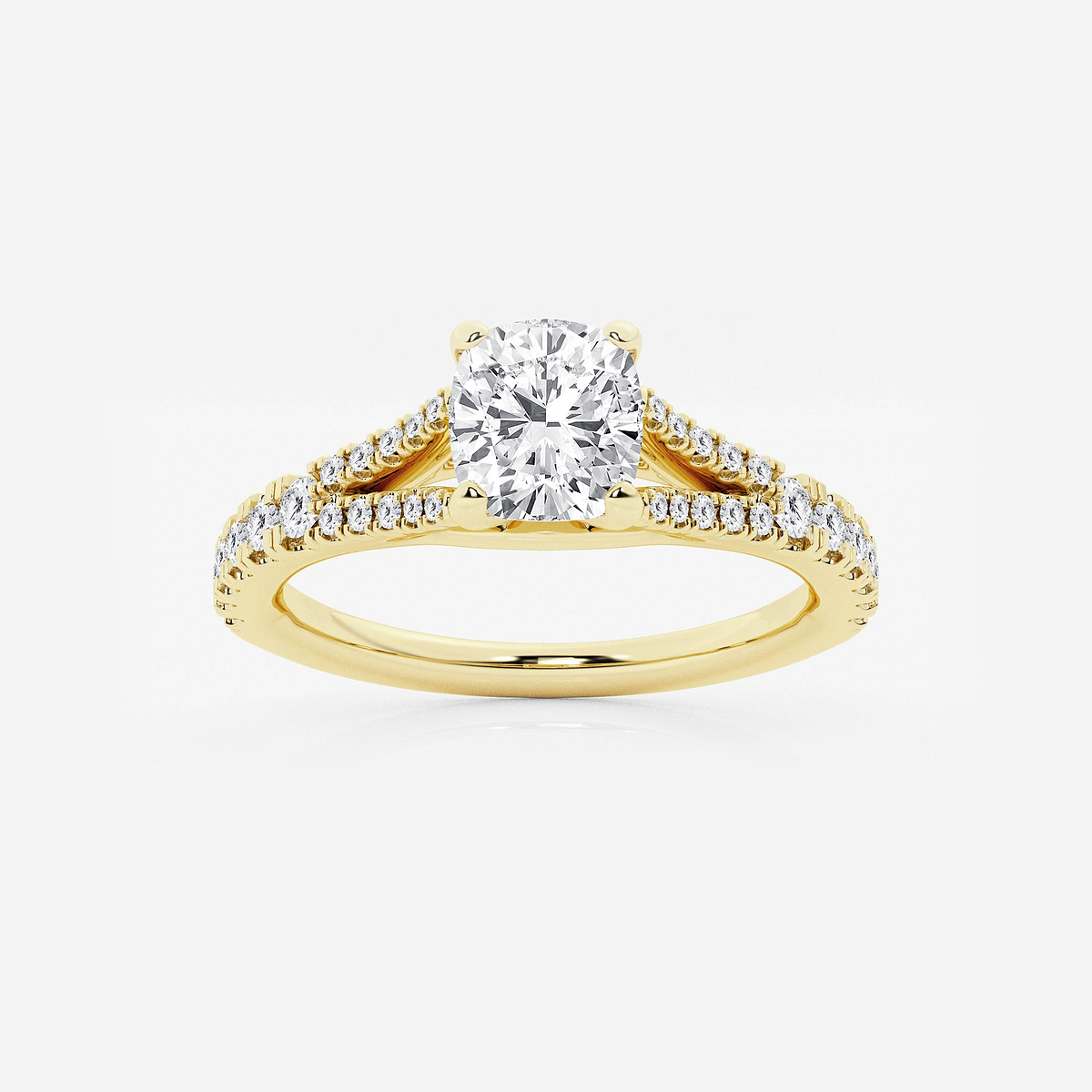 1 1/3 ctw Cushion Lab Grown Diamond Split Shank Engagement Ring