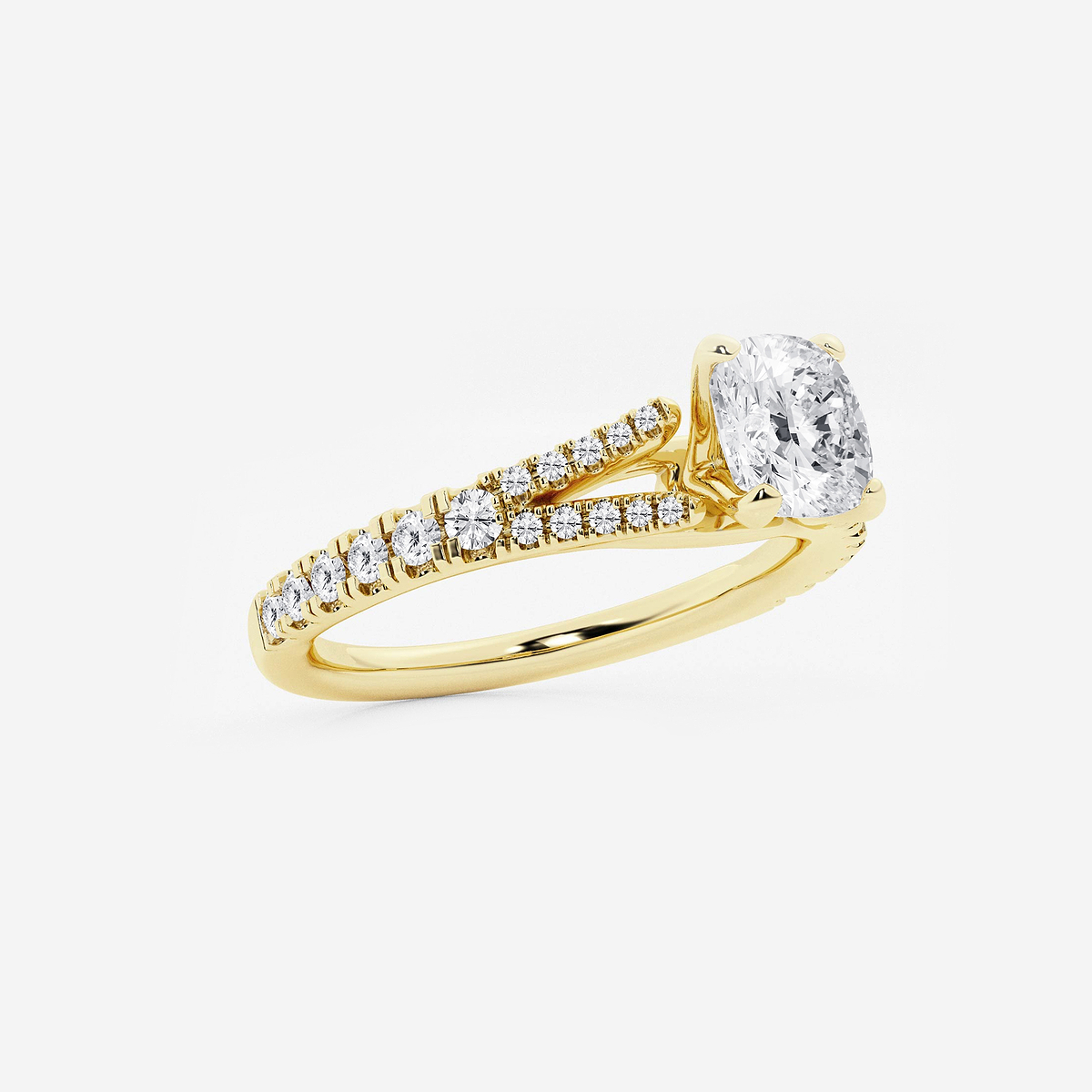 Additional Image 1 for  1 1/3 ctw Cushion Lab Grown Diamond Split Shank Engagement Ring