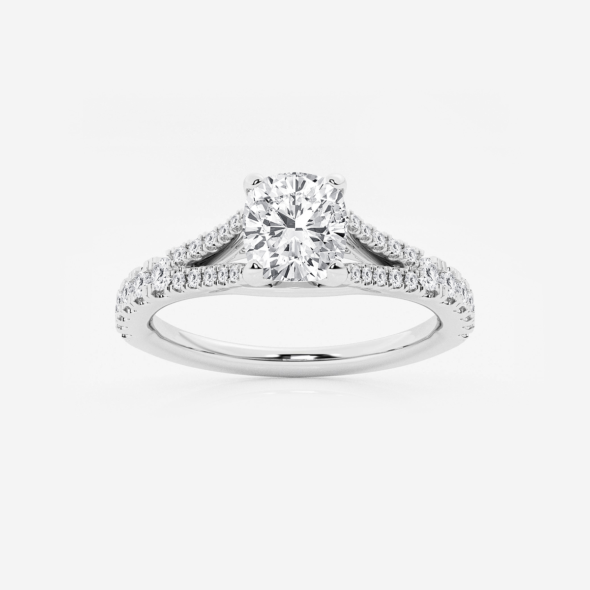 1 1/3 ctw Cushion Lab Grown Diamond Split Shank Engagement Ring