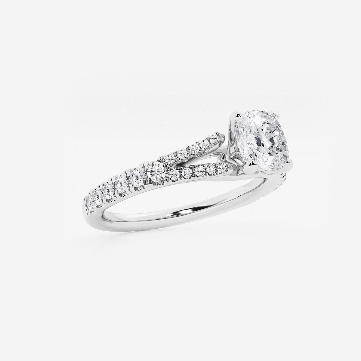 Additional Image 1 for  1 1/3 ctw Cushion Lab Grown Diamond Split Shank Engagement Ring