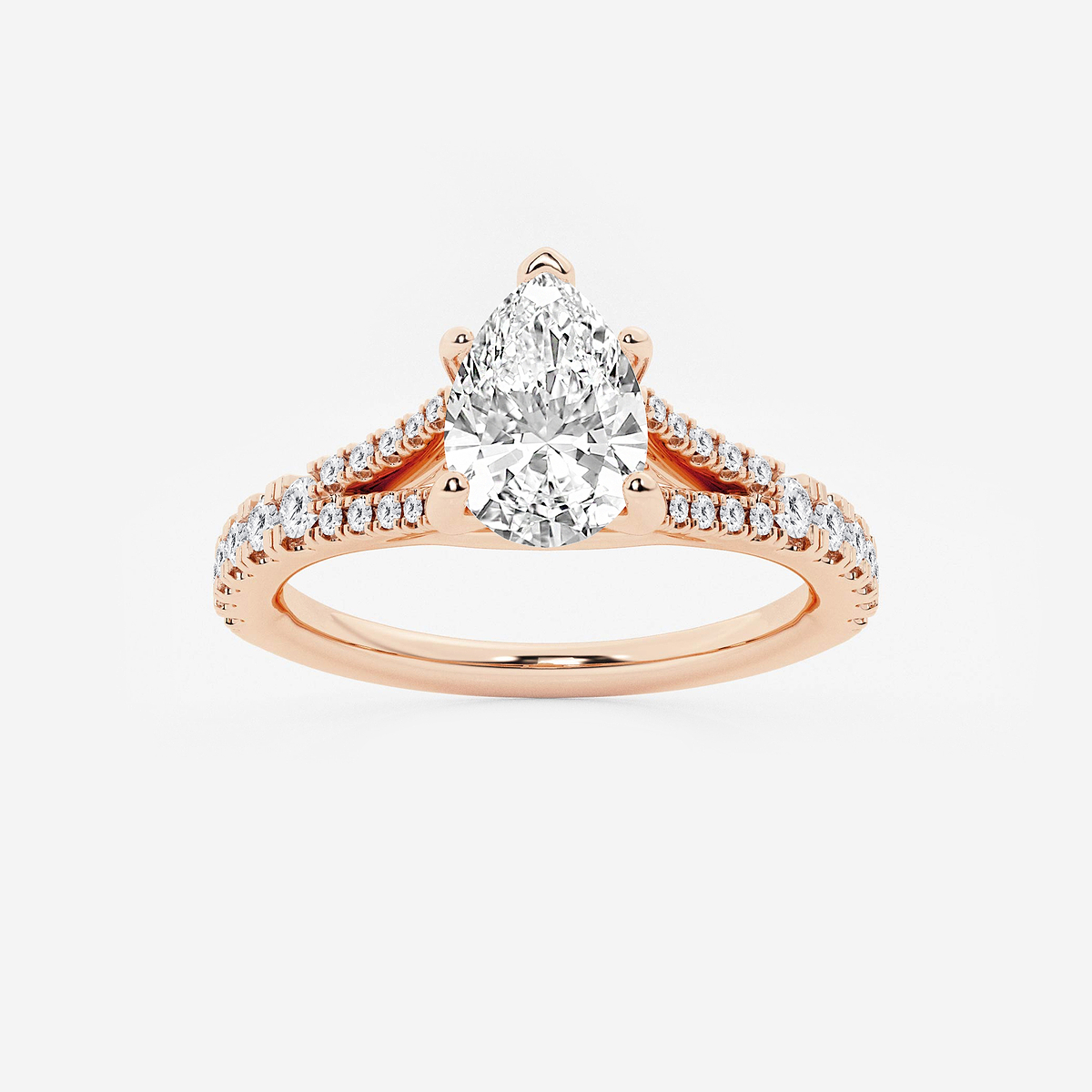 1 1/3 ctw Pear Lab Grown Diamond Split Shank Engagement Ring