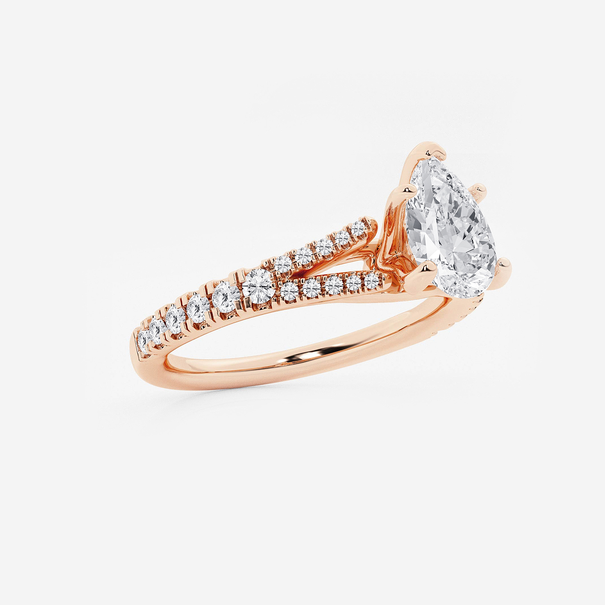 Additional Image 1 for  1 1/3 ctw Pear Lab Grown Diamond Split Shank Engagement Ring