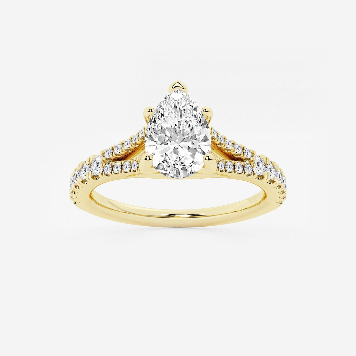 1 1/3 ctw Pear Lab Grown Diamond Split Shank Engagement Ring