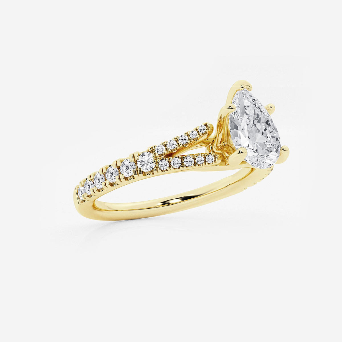Additional Image 1 for  1 1/3 ctw Pear Lab Grown Diamond Split Shank Engagement Ring