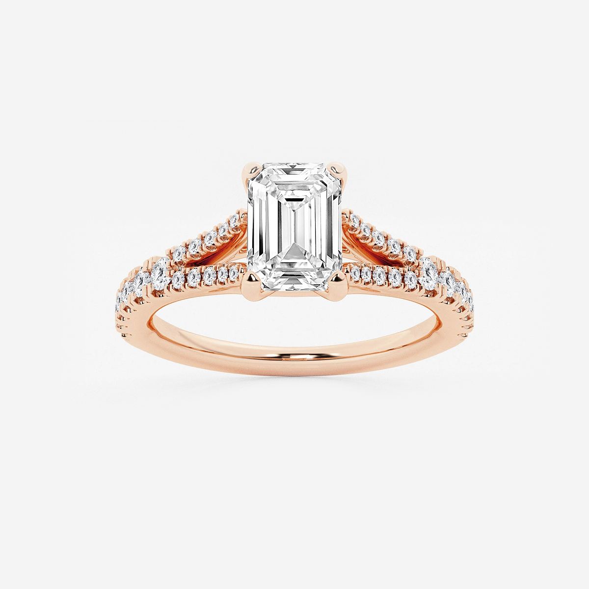 1 1/3 ctw Emerald Lab Grown Diamond Split Shank Engagement Ring